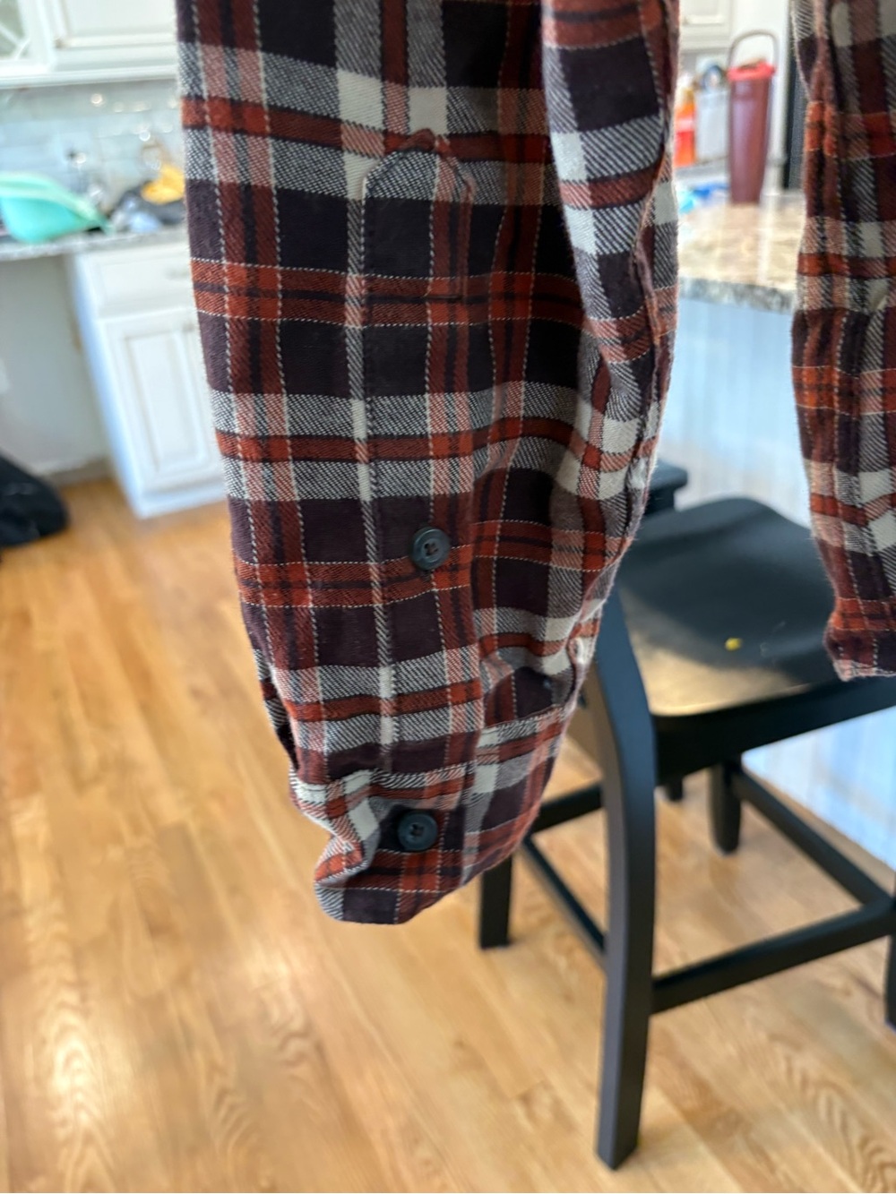 Simms Men's Brown Plaid Flannel Shirt - Picture 4 of 6